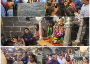 तुळजाभवानी देवीच्या गाभाऱ्यातील प्राचीन शिळांना तडे – पुरातत्व विभागाच्या अहवालानंतर होणार निर्णय, जीर्णोद्धार कामाची पाहणी