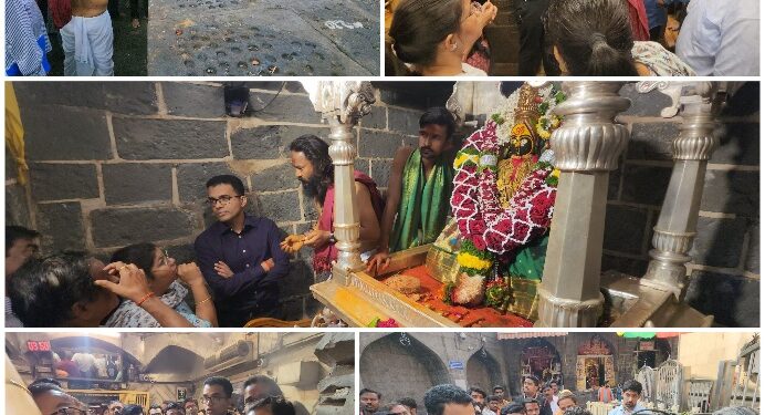 तुळजाभवानी देवीच्या गाभाऱ्यातील प्राचीन शिळांना तडे – पुरातत्व विभागाच्या अहवालानंतर होणार निर्णय, जीर्णोद्धार कामाची पाहणी
